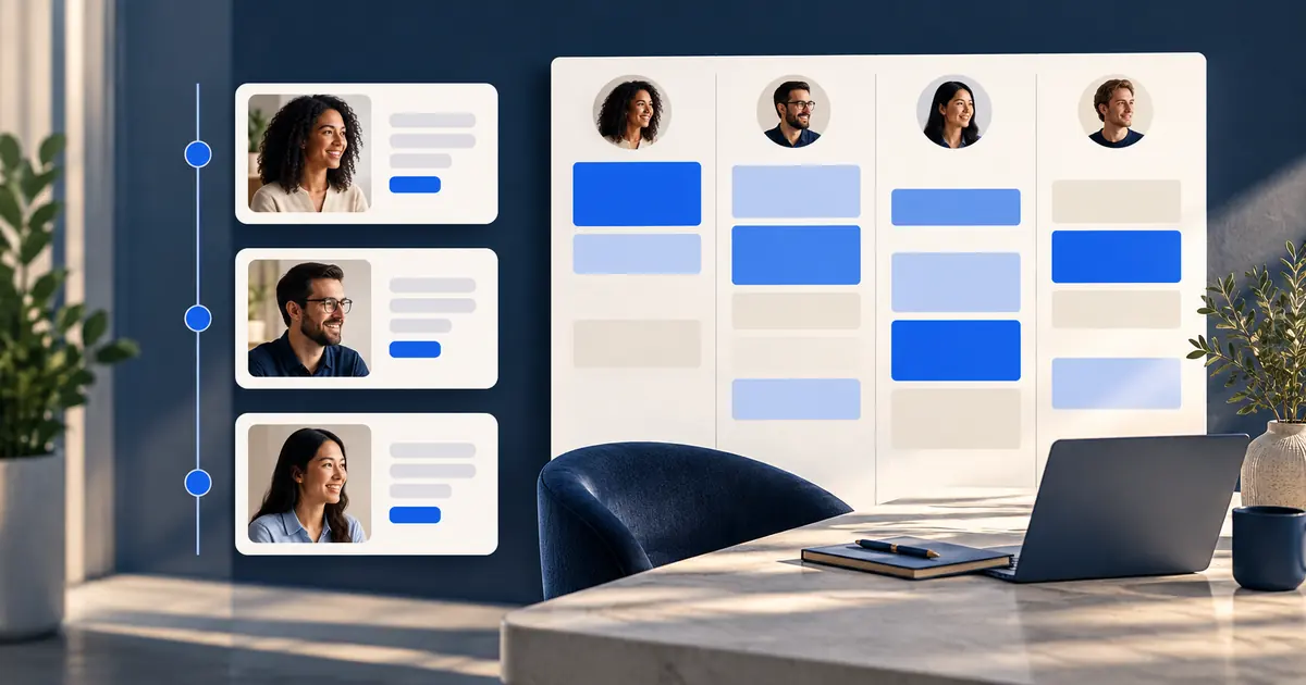 Calendly alternatives illustrated as a meeting timeline and service appointment board